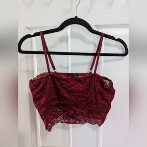 Burgundy Lace Cropped Bralette Top